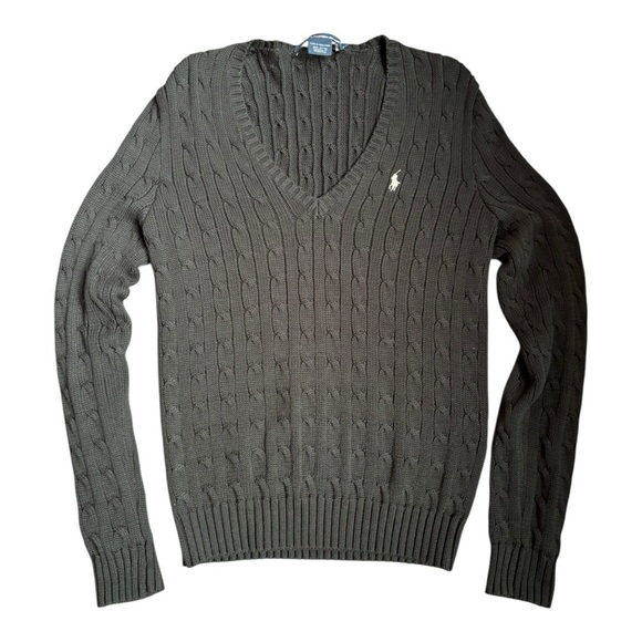 Ralph Lauren Sport Cabled Cotton V-Neck Sweater Hong Kong Women’s Size L - Picture 7 of 8